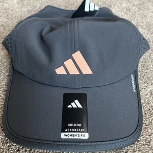 NWT Adidas Hat Cap Strap Back Womens One Size Gray AEROREADY Reflective Running
